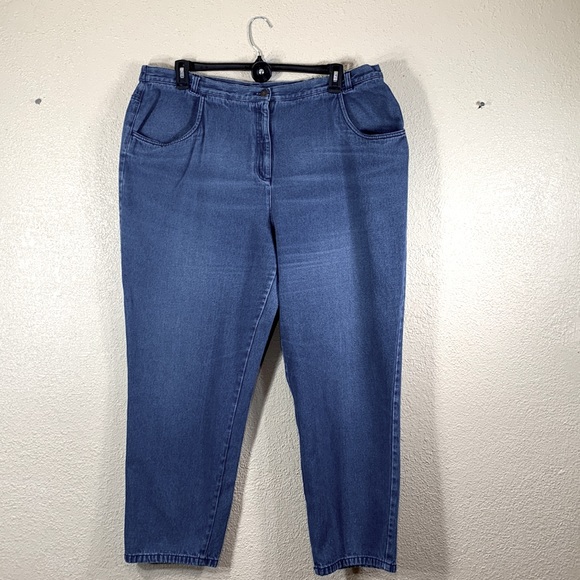 Allison Daley Jeans Pants Blue 22W Mid Rise 100% Cotton Medium Wash Ankle Crop - Picture 1 of 13